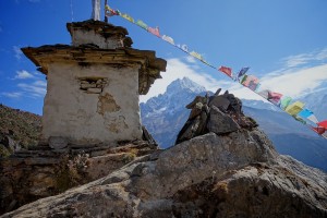 A stupa high about Namche, on the Everest itinerary. Photo  Christophe Noel