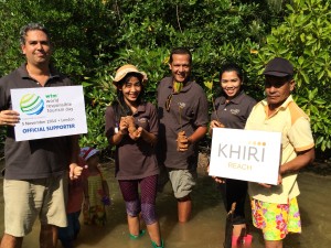 Khiri Travel planting mangrove trees at Bangrong Pier in Phuket, Thailand to honor World Responsible Tourism Day