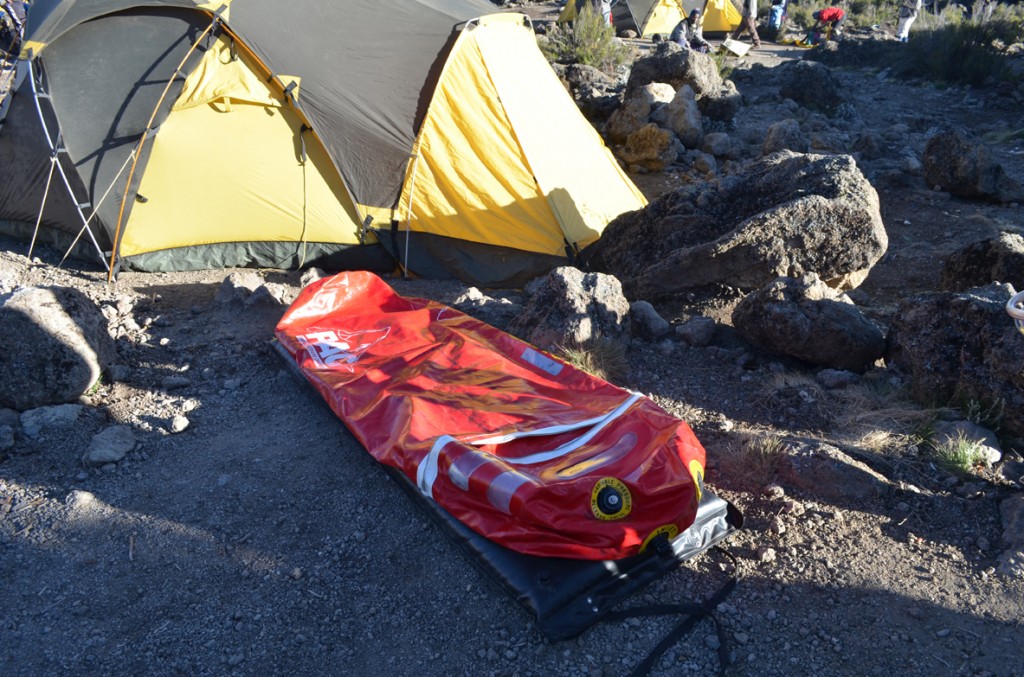 Tusker’s Portable Altitude Chamber. This critical piece of equipment helped stabilize the HAPE patient during the night while Redpoint brought in the rescue helicopter.
