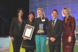 Destination Award Winner 2015 Destination Award Sponsor, Valerie Segarra, Las Vegas Convention and Visitor Bureau and Winners, Ljubljana, Slovenia: Petra Stusek, Managing Director, Ljubljana Tourism, Tjasa Ficko, Deputy Mayor, Ljubljana, and Awards Lead Judge Graham Miller and Fiona Jeffery OBE, Chair, Tourism for Tomorrow Awards