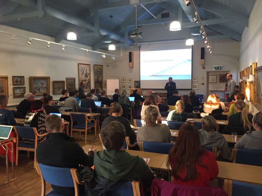 Bård Jervan, Innovative Opplevelser, Cluster Leader, addresses adventure tourism cluster during the 10th Innovative Experiences conference in Lofoten, Norway
