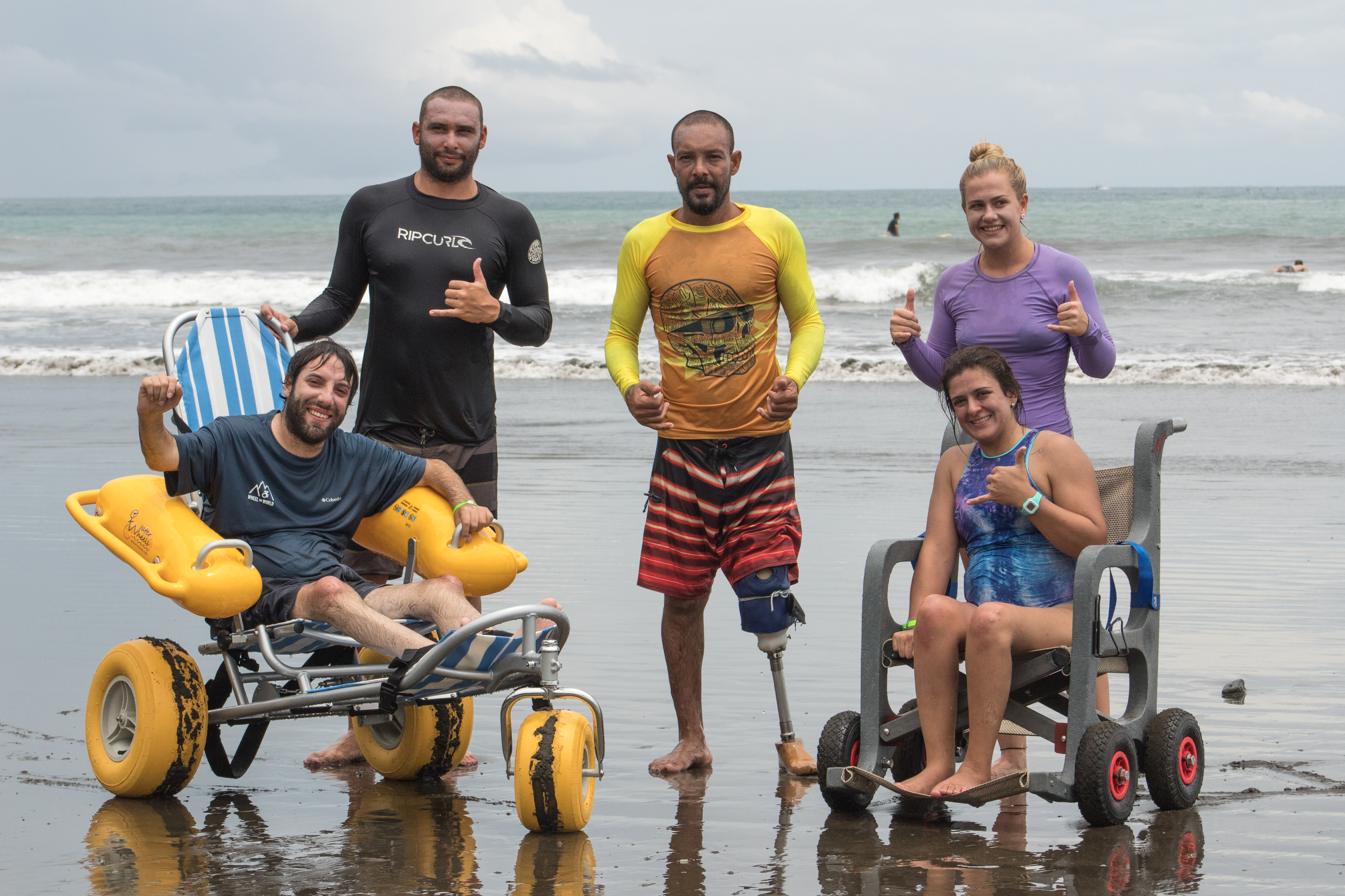 Travelers with disabilities on the beach in Costa Rica